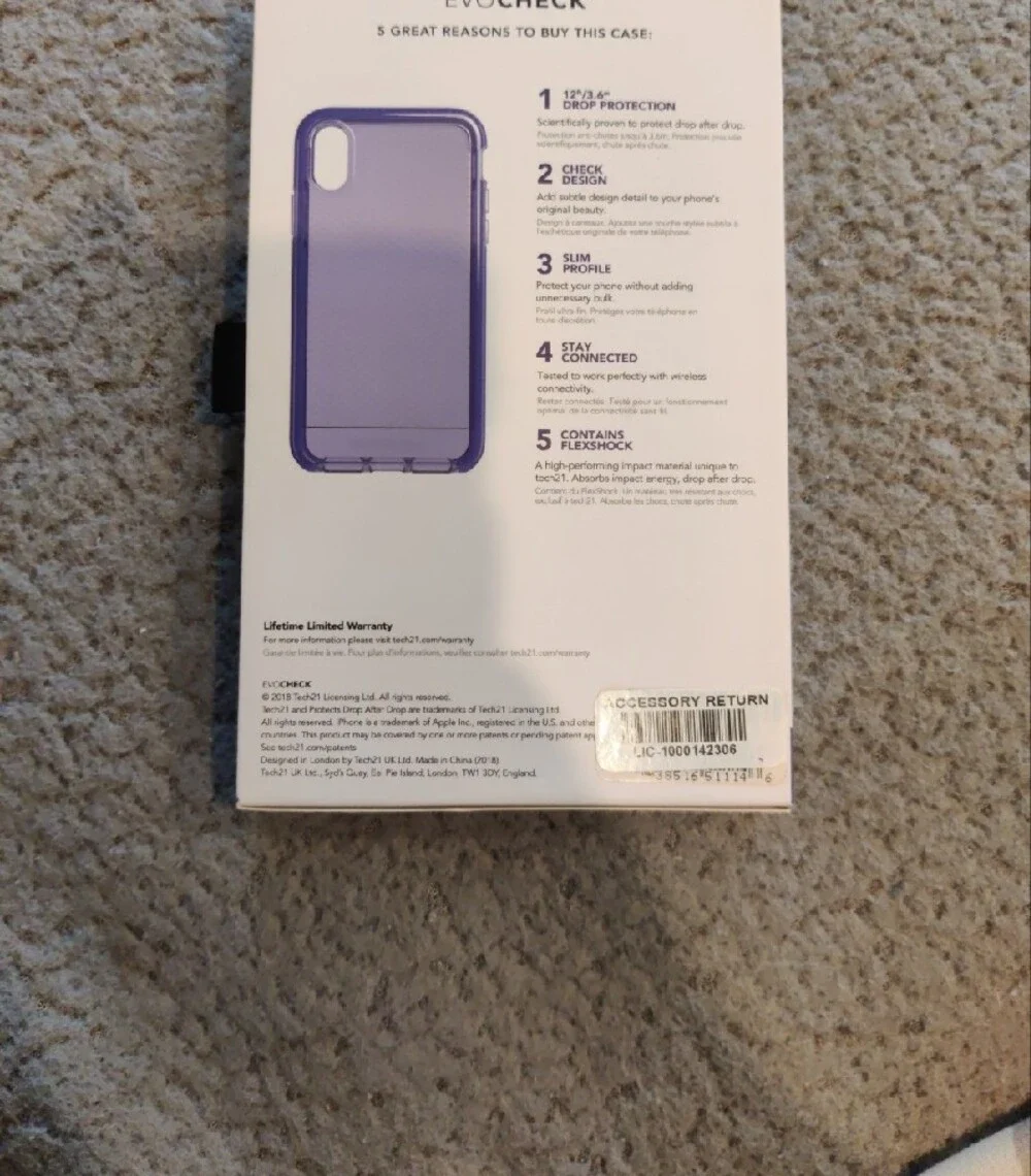 tech21 EvoCheck Purple iPhone X/Xs Case